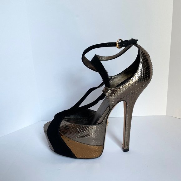 Gucci Exotic Python Leather Platform Heels 7.5 - Picture 1 of 14